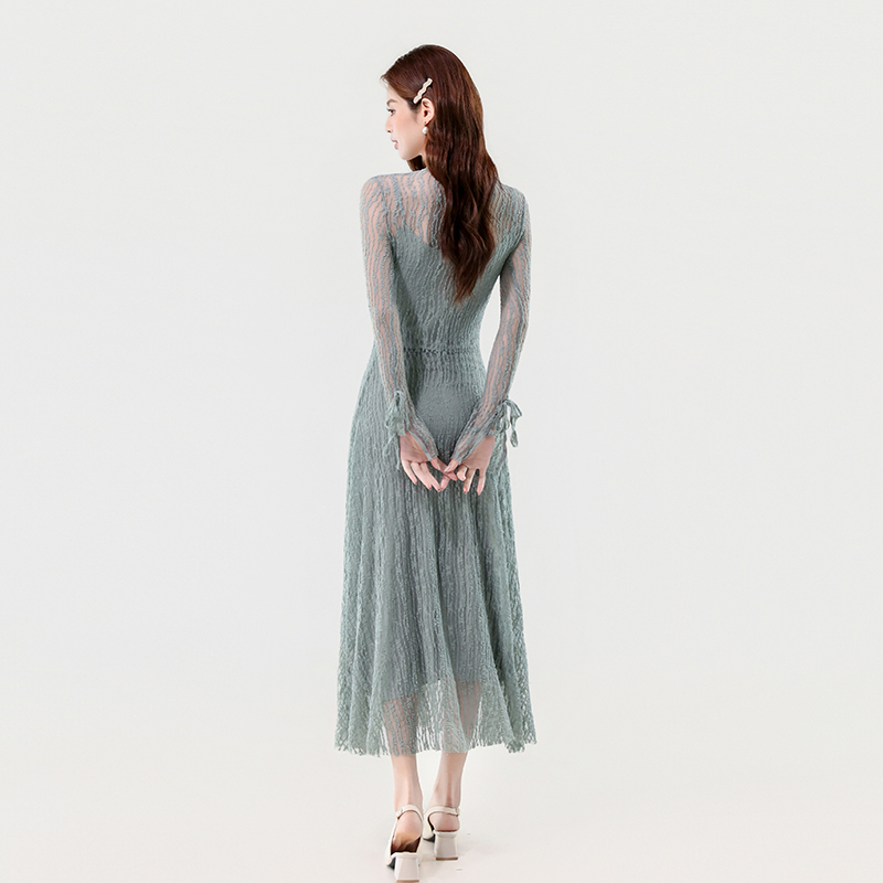 Elegant Lace Flare Sleeve Two-Piece Dress - Image 3