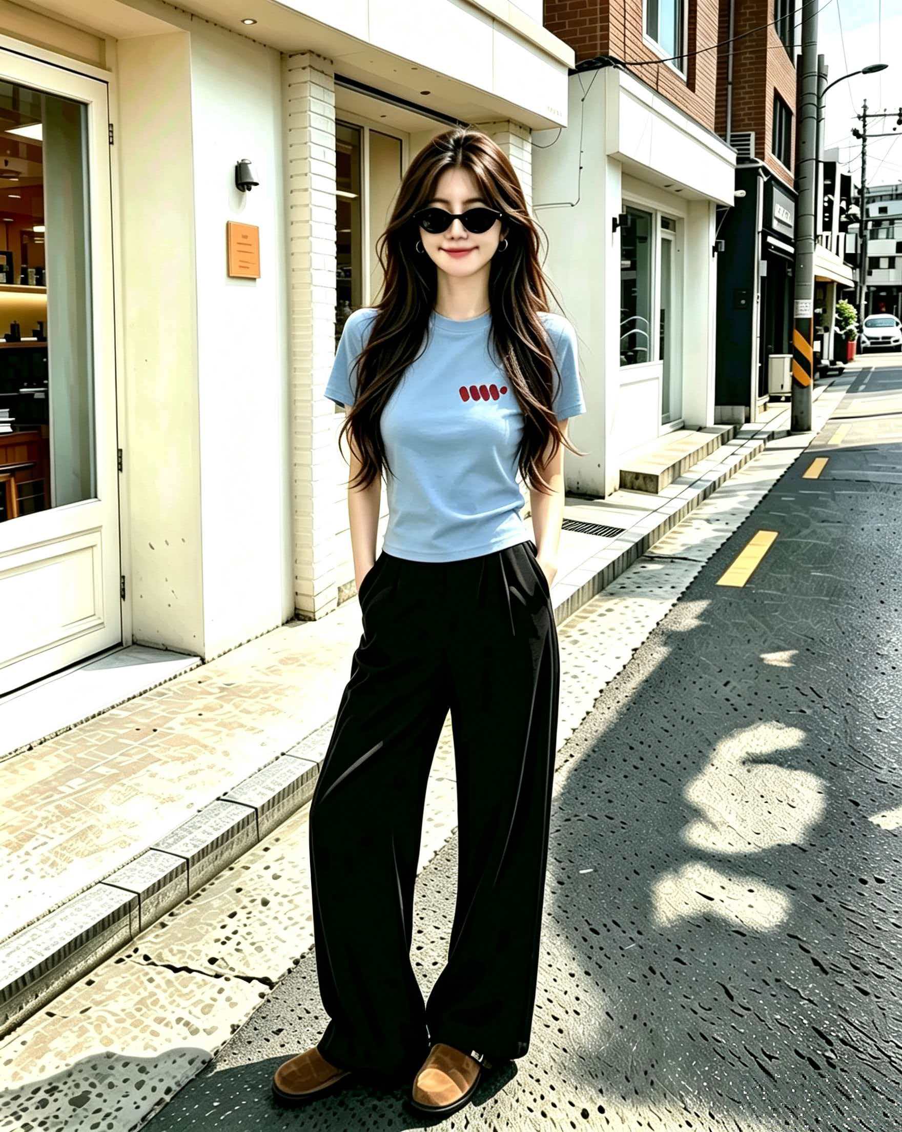 Casual Blue Loose Print T-Shirt for Women Summer 2026 Short Sleeve Top