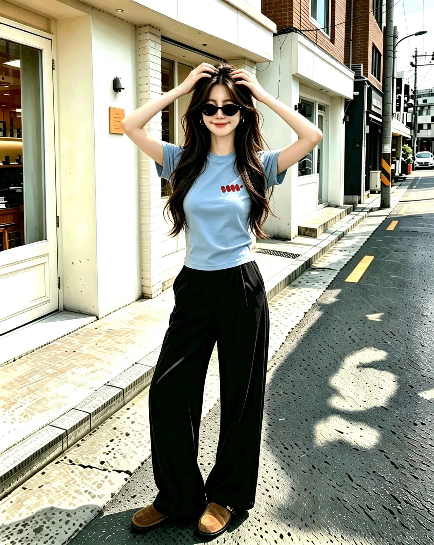 Casual Blue Loose Print T-Shirt for Women Summer 2026 Short Sleeve Top - Image 2