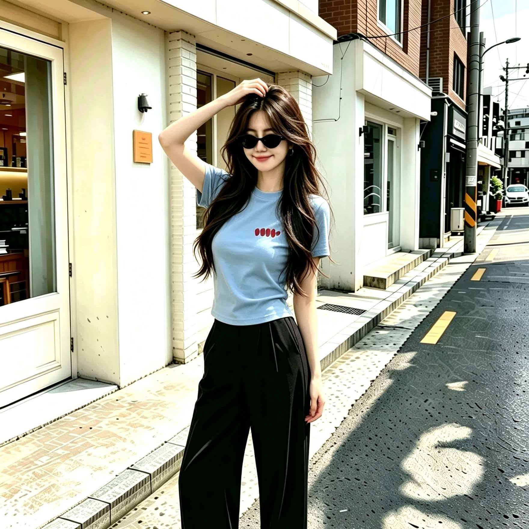 Casual Blue Loose Print T-Shirt for Women Summer 2026 Short Sleeve Top - Image 5