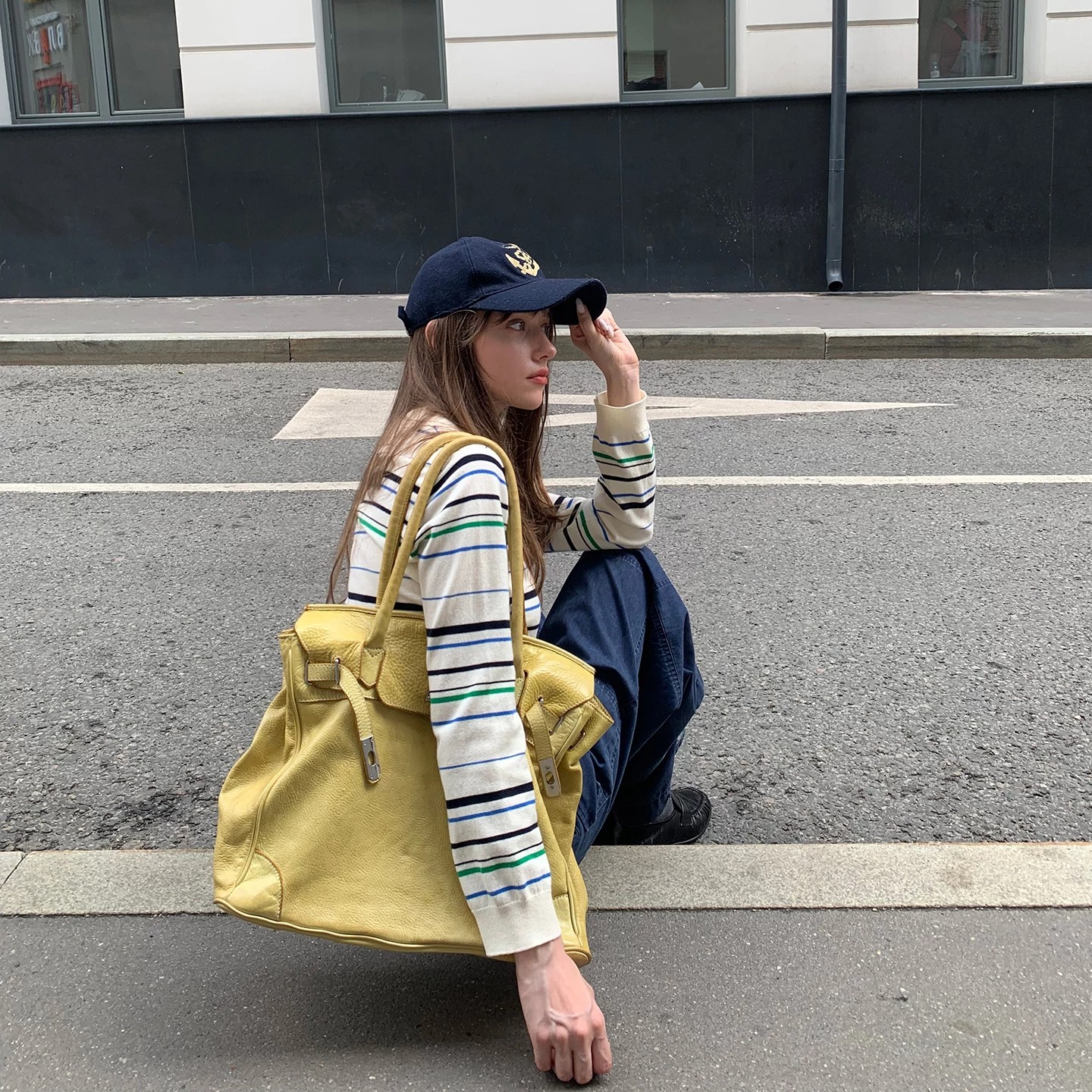 KERNEL COSMOS Early Autumn Colorful Striped Polo Collar Loose Knit Sweater - Image 2